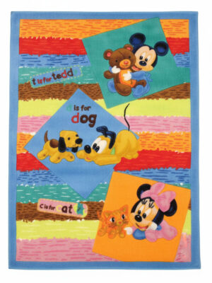 Дитячий синій килим 100x150 акриловий Dog and cat