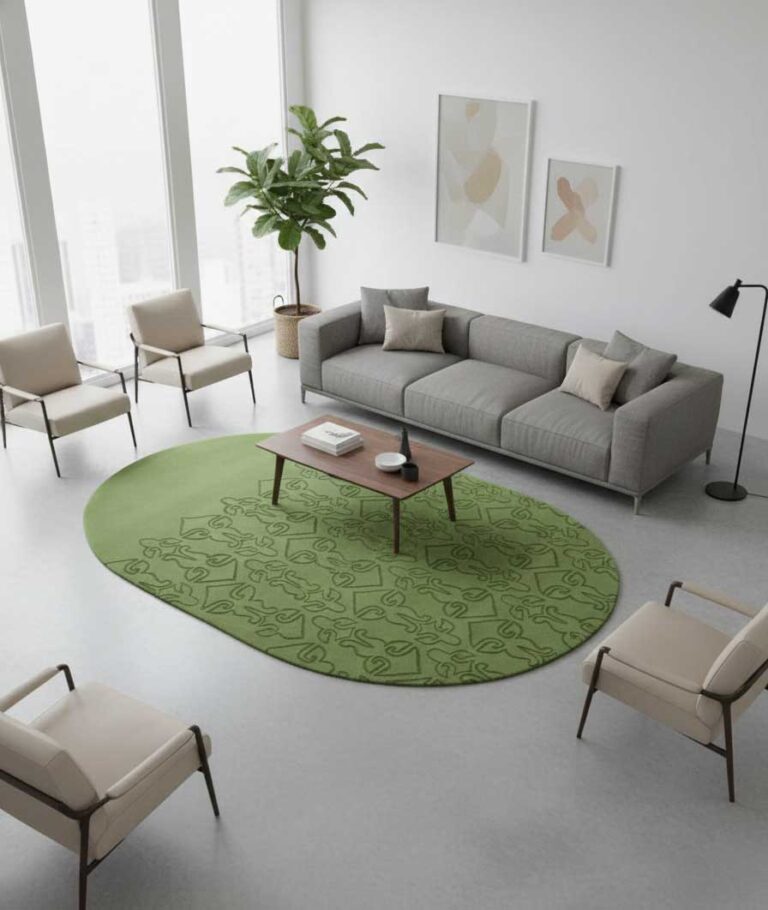 Овальний зелений килим green 240x340 green-oval в інтер'єрі