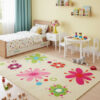 Children's white and pink rug 120x170 acrylic Flowers in light interior