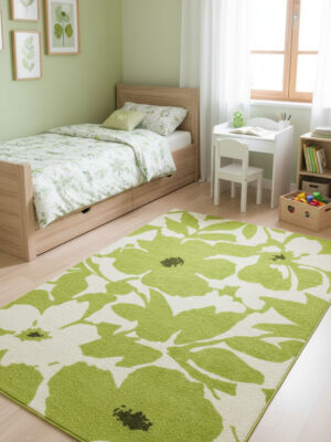 Children's green carpet 160x230 acrylic Dynamik in light green interior