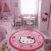 Дитячий рожевий килим 120x120 акрил Hello Kitty круглий у рожевому інтер'єрі