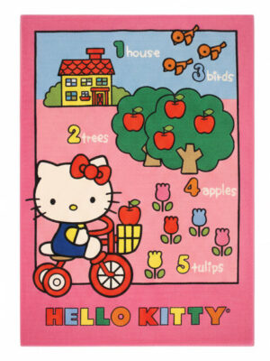 Дитячий рожево-зелений килим 140x200 акриловий Hello Kitty tulips