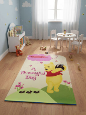 Дитячий зелено-жовтий килим 100x150 акриловий Honey Ful day в дитячому інтер'єрі