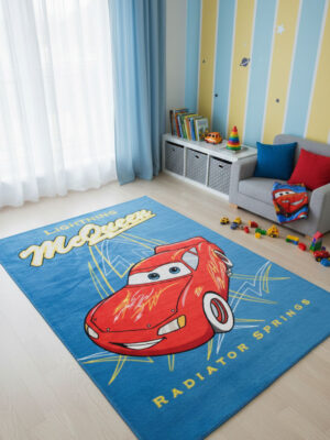 Дитячий синьо-червоний килим 140x200 акриловий Radiator spings у дитячій кімнаті