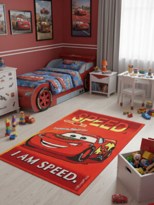 Children's red carpet 100x150 acrylic Speed in a red interior